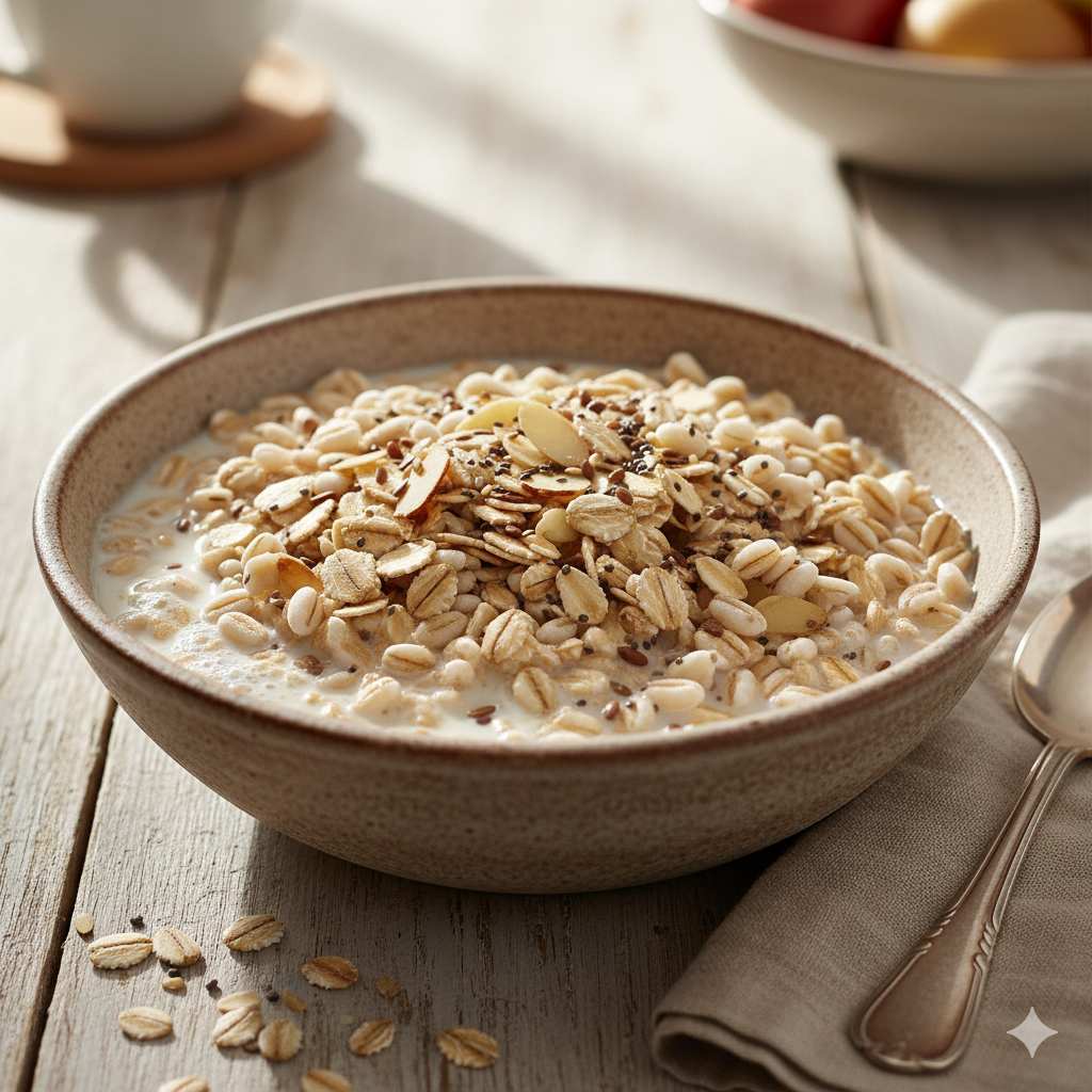Oats and barley in a bowl