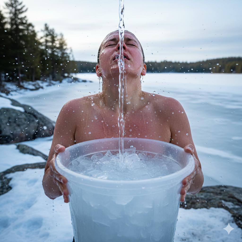 Person with cold water