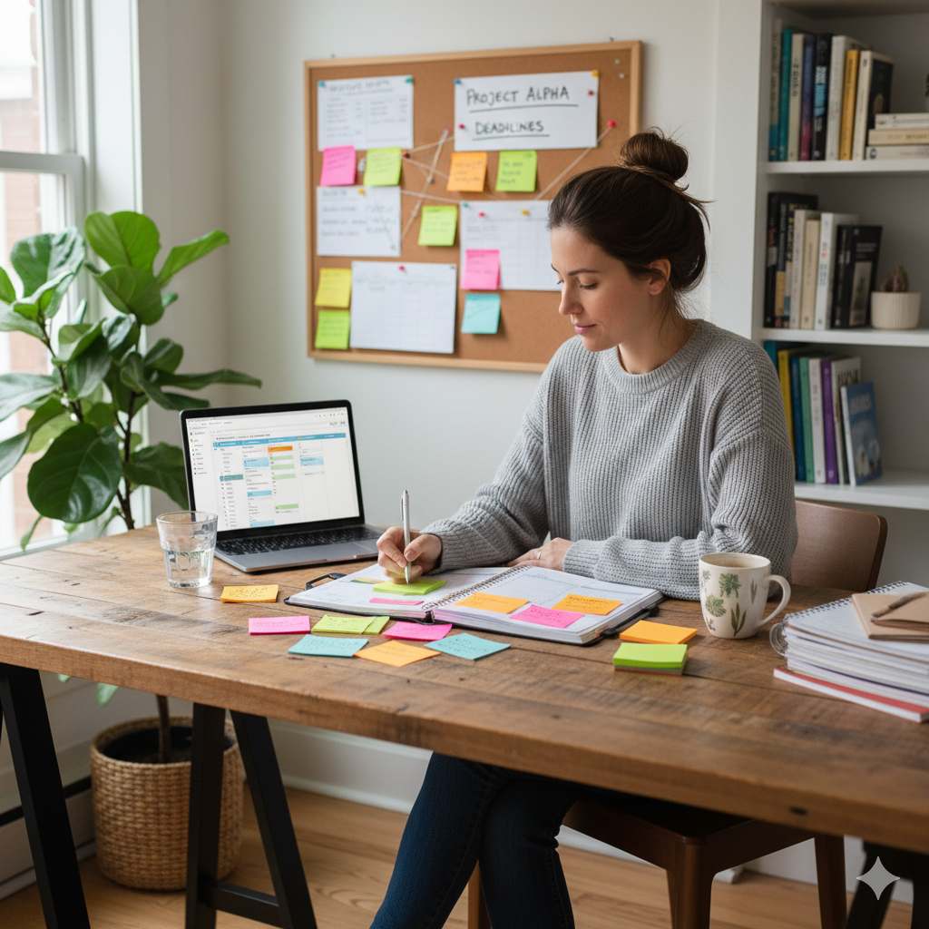 Person organizing tasks