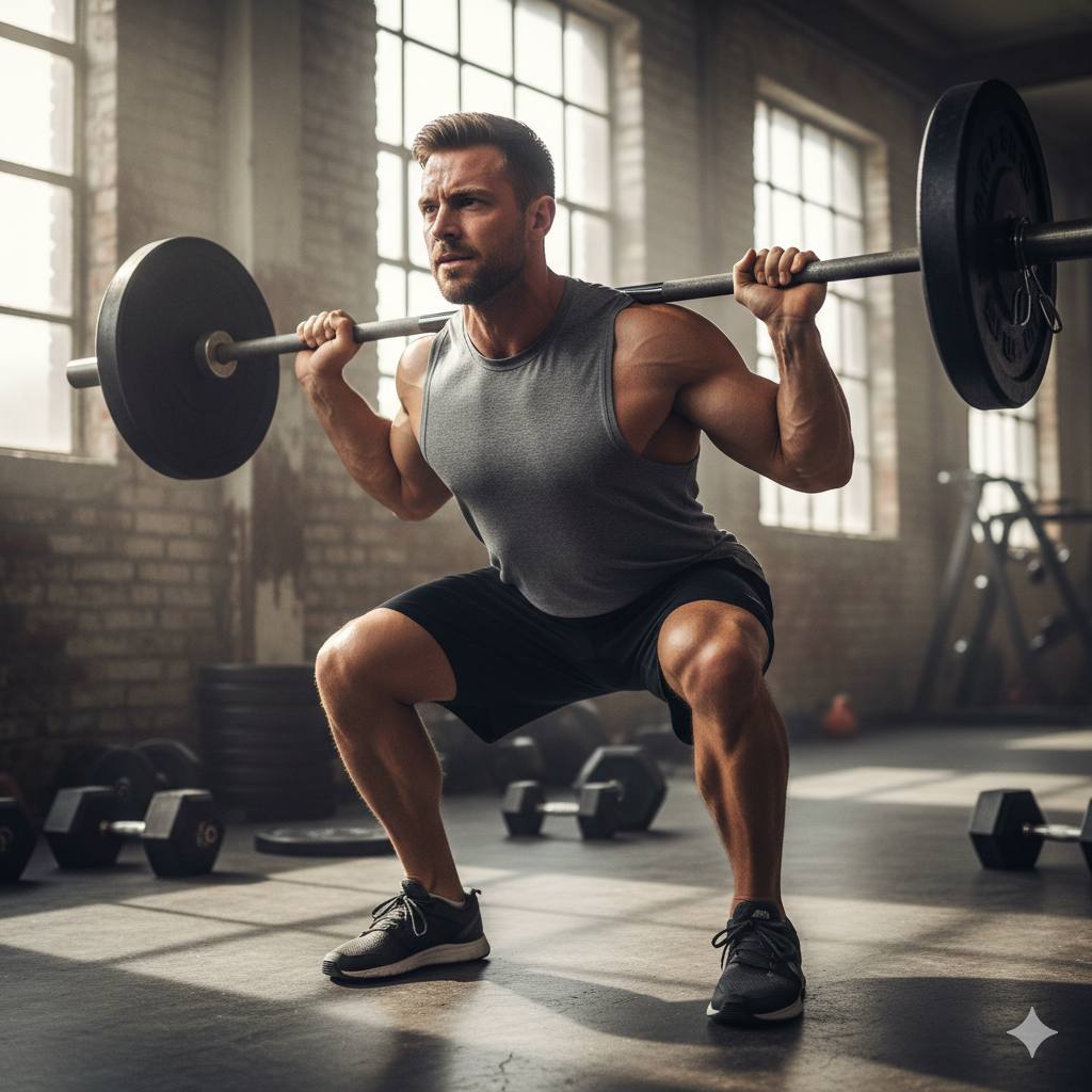 Person exercising with determination