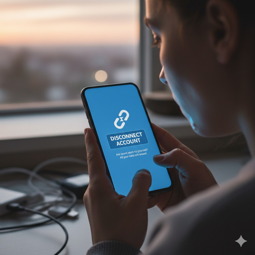 Person disconnecting from digital devices