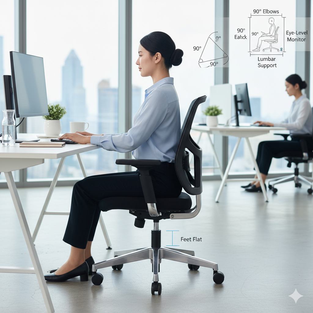 Proper chair adjustment for office ergonomics